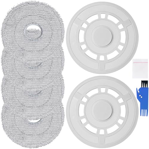 EATBALE Recambio de Almohadilla y Plato de Mopa para Dreame L10s Ultra/L10s Pro/X20 Pro/L10 Ultra/L10s Pro Gen 2/L10 Prime, para Xiaomi X20+ Robot Aspirador, 4 x Fregona, 2 x Soporte de Plato de Mopa