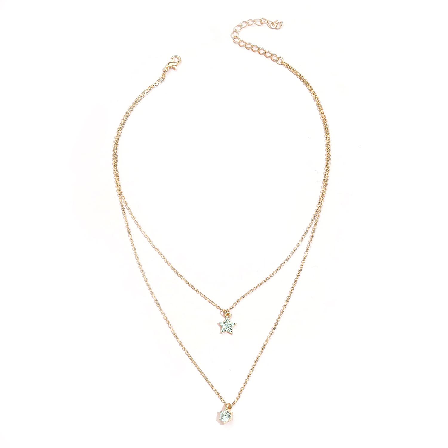 Stylish Multilayer Chain Pendant Necklace for Women and Girls (rrsd14564np), Gold