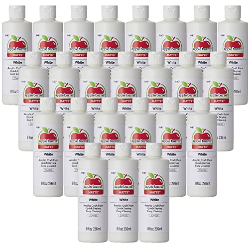 Image of Apple Barrel Acrylic Paint in Assorted Colors, White (Pack of 24) 8 oz, 20403EB- (Pack of 24)