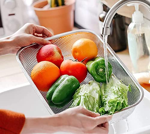 Image of Stainless Steel Dish Rack Drain Basket with Drip Tray & Spoon Holder Dish Drainer for Kitchen Drying Stand /Kuda /Plate Rack /Bartan Over Sink Counter Dish Rack Drain Basket Steel Tray Kitchen (Basket)