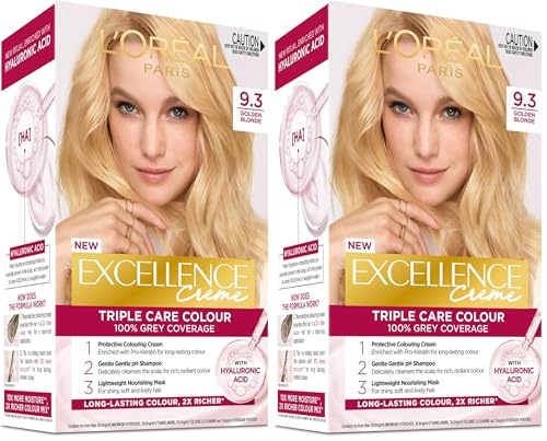 L'Oréal Paris Excellence Creme, 9.3 Light Golden Blonde (100 Percent Grey Coverage) (Pack of 2)