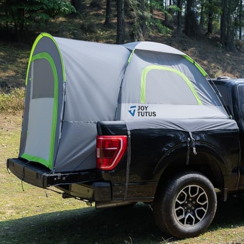 JOYTUTUS Truck Tent with Rainfly 5.5Ft-5.8Ft, Straight Spacious Truck Bed Tent with Sky View Mesh, Waterproof PU2000mm Double Layer for 2 Person