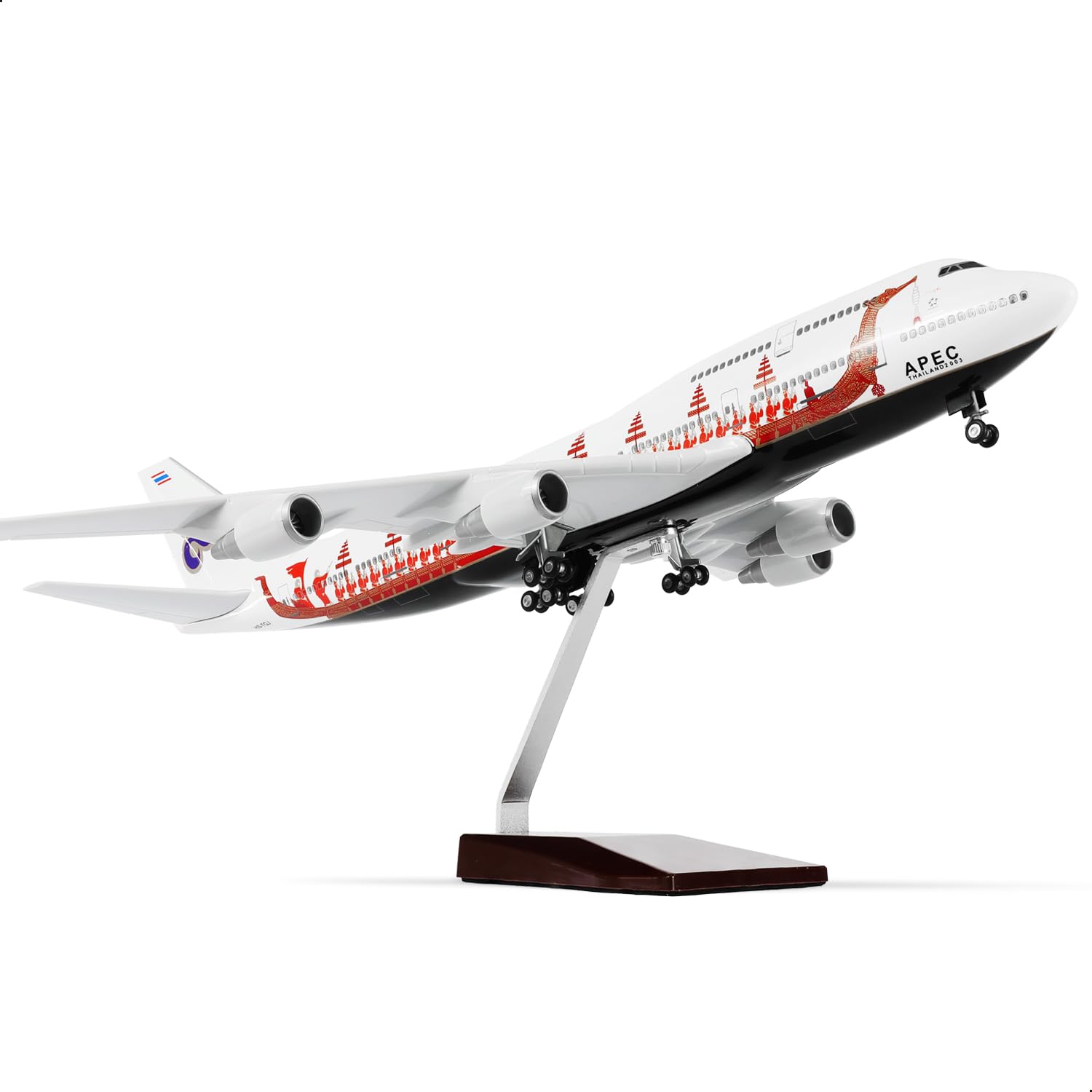 QIYUMOKE 1/160 Thai 747 with stand (47 cm long) for Boeing 747, resin model for adults, souvenir gift for aviation enthusiasts (paintwork commemorating the Thai king) — image 1