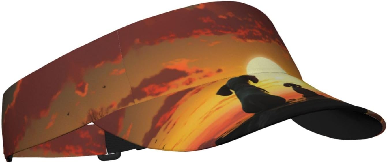 Elephant and Dog Watch The Sunset Sports Sun Visor for Men Women Adjustable Empty Top Baseball Cap Outdoor Golf Running Sun Caps Black
