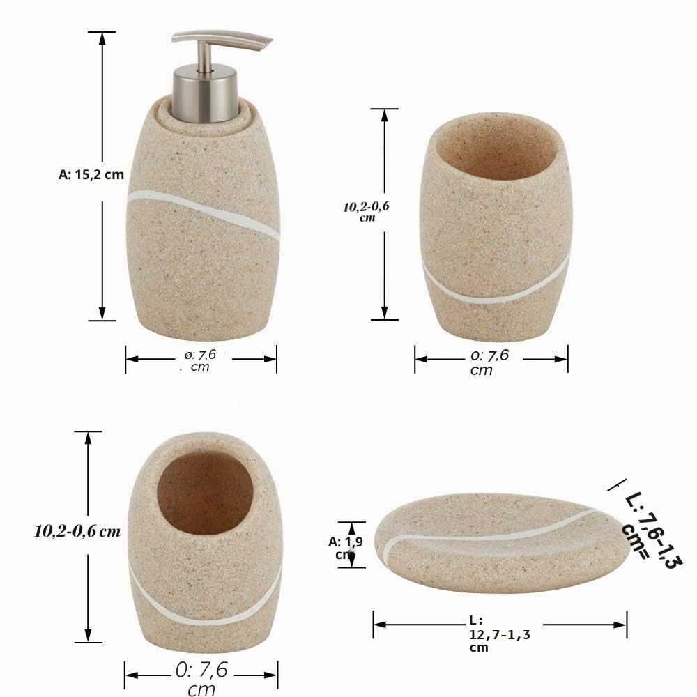 ZCCZ - Set accessori bagno con dispenser sapone, portaspazzolino, bicchiere e portasapone, eleganti utensili per casa e arredamento, idea regalo organizzazione toilette e design moderno