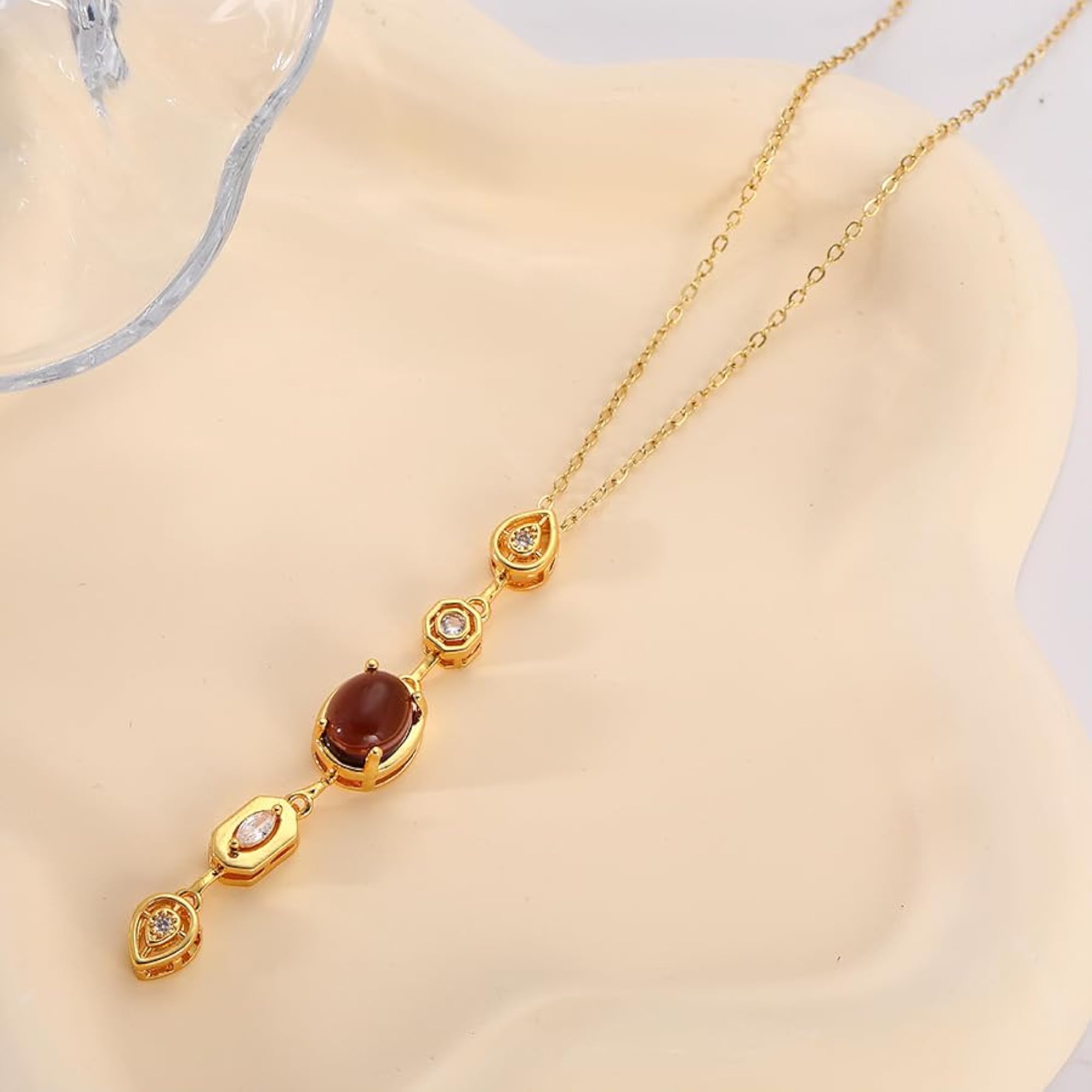 Multi Color Gold Solitaire Necklace Set for Women