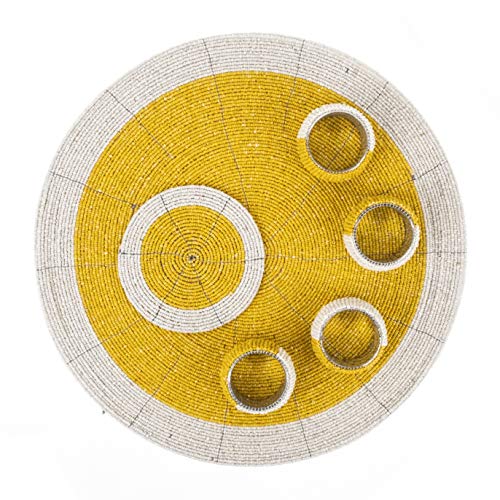 Penguin Home Handcrafted Glass Beaded Round Placemats, Coasters & Napkin Rings Set of 12 - Image 4