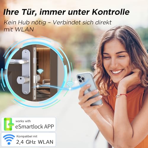 Eseesmart Smart Lock mit WLAN & Bluetooth – Elektronisches Türschloss Fingerabdruck mit Display, Code, RFID & Schlüssel – Verstellbarer Zylinder für Asymmetrische & Standard Türen (60-130mm) – Ansicht 5