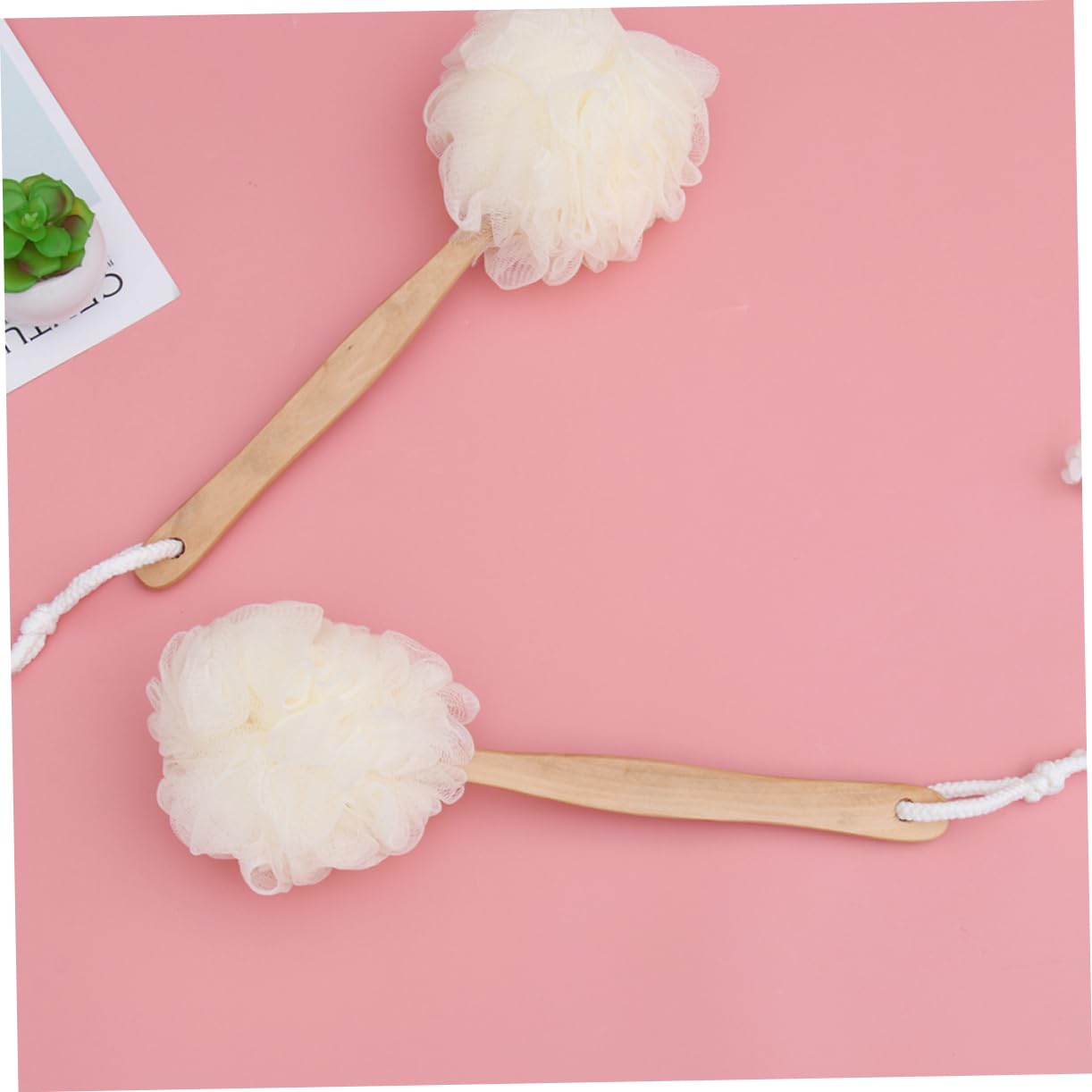 PACKOVE 3 Piezas Toalla de baño de bola de baño ducha cepillo de esponja de lufa espuma cuerpo fregar accesorios para el baño bath mango largo bolas de baño Bambú