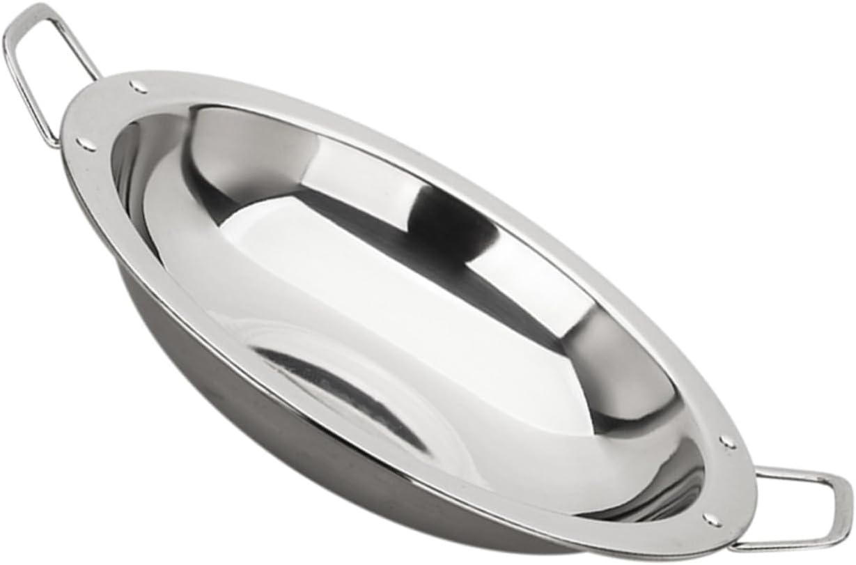 Zerodeko Paella Pan Flat Bottom with Double Handles, Stainless Steel