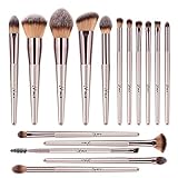 Makeup Brush Set, 5pcs Premium Cosmetic Brushes for Foundation Blending Blush Concealer Eye Shadow, Cruelty-Free Synthetic Fiber Bristles, PU Leather Makeup Bag Included, Golden