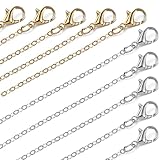10 cadenas de acero inoxidable chapadas en oro y plata, cadenas de eslabones para colgantes, suministros de fabricación de joyas con cierres de langosta