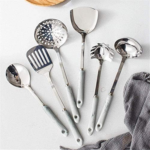 Household Marble Ceramic Handle， Stainless Steel Kitchen Utensils， Kitchen Cooking Spoon Shovel， Seven-Piece Set ladle，
