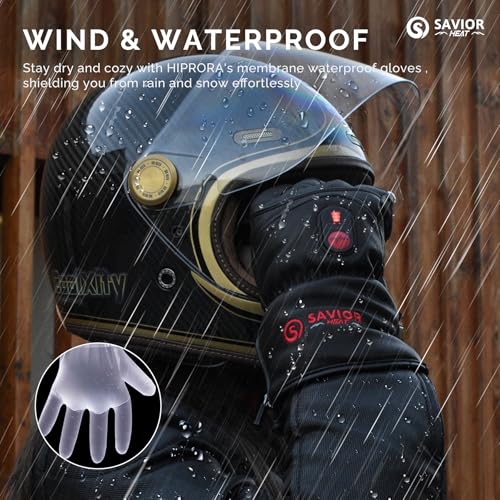 Image of SAVIOR HEAT Heated Gloves for Men Women, Rechargeable Electric Heated Leather Skiing and Snowboarding Gloves