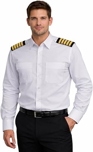 Jahaazi Airline/Merchant Navy/Navy Uniform Shirt – 100% Cotton with Shoulder Strap - Full Sleeves