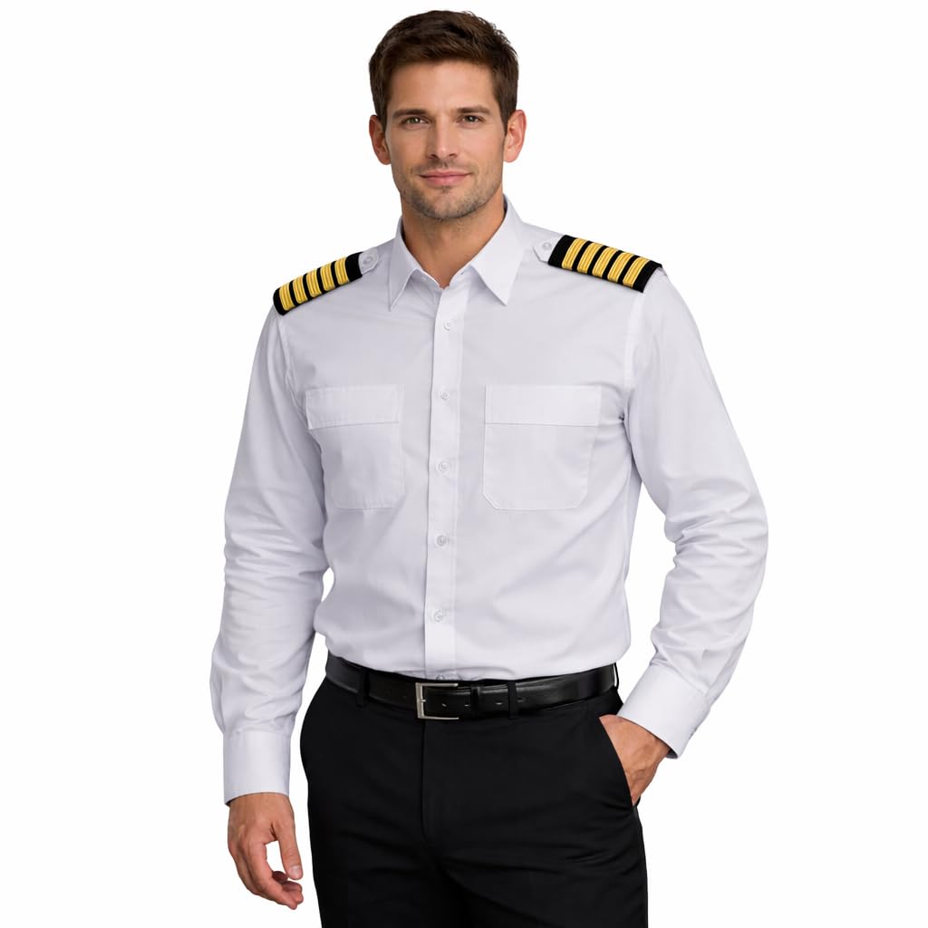 Jahaazi Airline/Merchant Navy/Navy Uniform Shirt – 100% Cotton with Shoulder Strap - Full Sleeves - Review, Price and Buying Guide