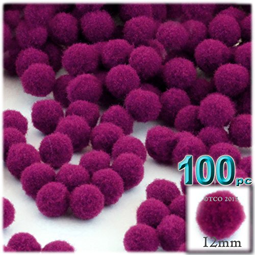 The Crafts Outlet 100-Piece Multi Purpose Pom Poms, Acrylic, 12Mm/About 0.5-Inch, Round, Purple #TOP2