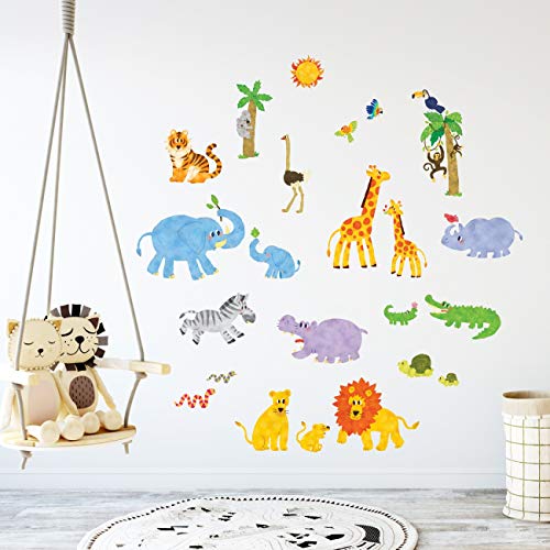 Decowall Dw-1513N Jungle Animals Kids Wall Decals Wall Stickers Peel And Stick Removable Wall Stickers For Kids Nursery Bedroom Living Room #TOP6