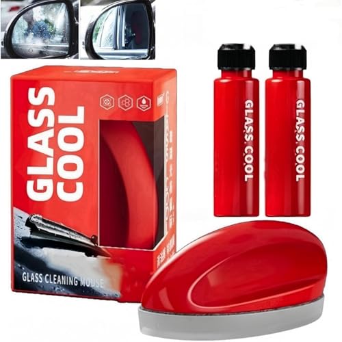 Glass Cleaner,Powerful Windshield Cleaner,Oil Film Remover,Car Windscreen Cleaner,Car Glass Cleaning Mouse,Oil Film Cleaner,Auto Interior Exterior Glass Wiper Cleaning Kit,Car Glass Polish Mouse
