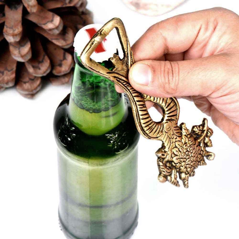 Indian Shelf Beer Opener | Floral Tribal Bottle Cap Opener | Brass Gold Bottle Opener | Gift for Him