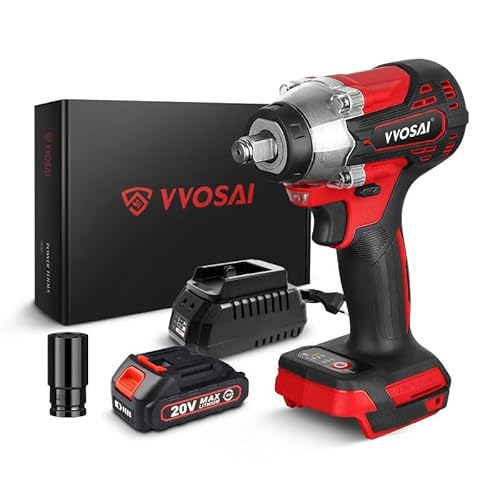 WOSAI Chave de Impacto com Bateria 20V 4.0Ah, Chave Elétrica Sem Escovas, Torque Máximo 340(Nm) 1 Pe
