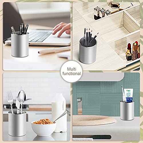 Vaydeer-Metal-Pen-Holder-Aluminum-Pencil-Holder-for-desk-Round-Desktop-Organizer-and-Silver-Pencil-Cup-for-Office-School-Home-and-Stationary-Supplies-315-x-315-x-394-Inches