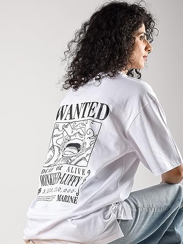 Image of ComicSense.xyz Unisex One Piece Anime Oversized T Shirts for Men and Women, 5th Gear Bounty Printed Drop Shoulder Tshirt
