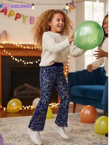 Image of WELAKEN Sequin Casual Pants for Girls with Lining Kids & Little Girl's Sparkling Trousers