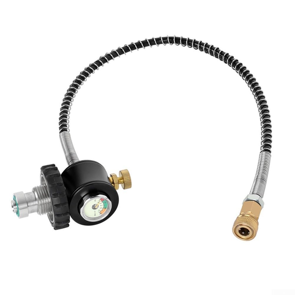 Manometro a cilindro per immersioni subacquee con adattatore DIN G5/8, connettore di riempimento dell'aria in acciaio inossidabile per valvola gonfiabile da 8 mm, gamma 20-30 MPA, nero