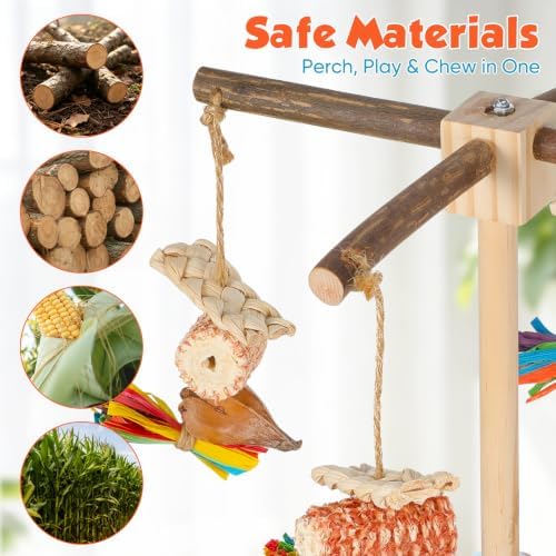 Baluue Bird Perch Toy for Cage 360° Rotating Natural Wood Parrot Perch — 사진 5