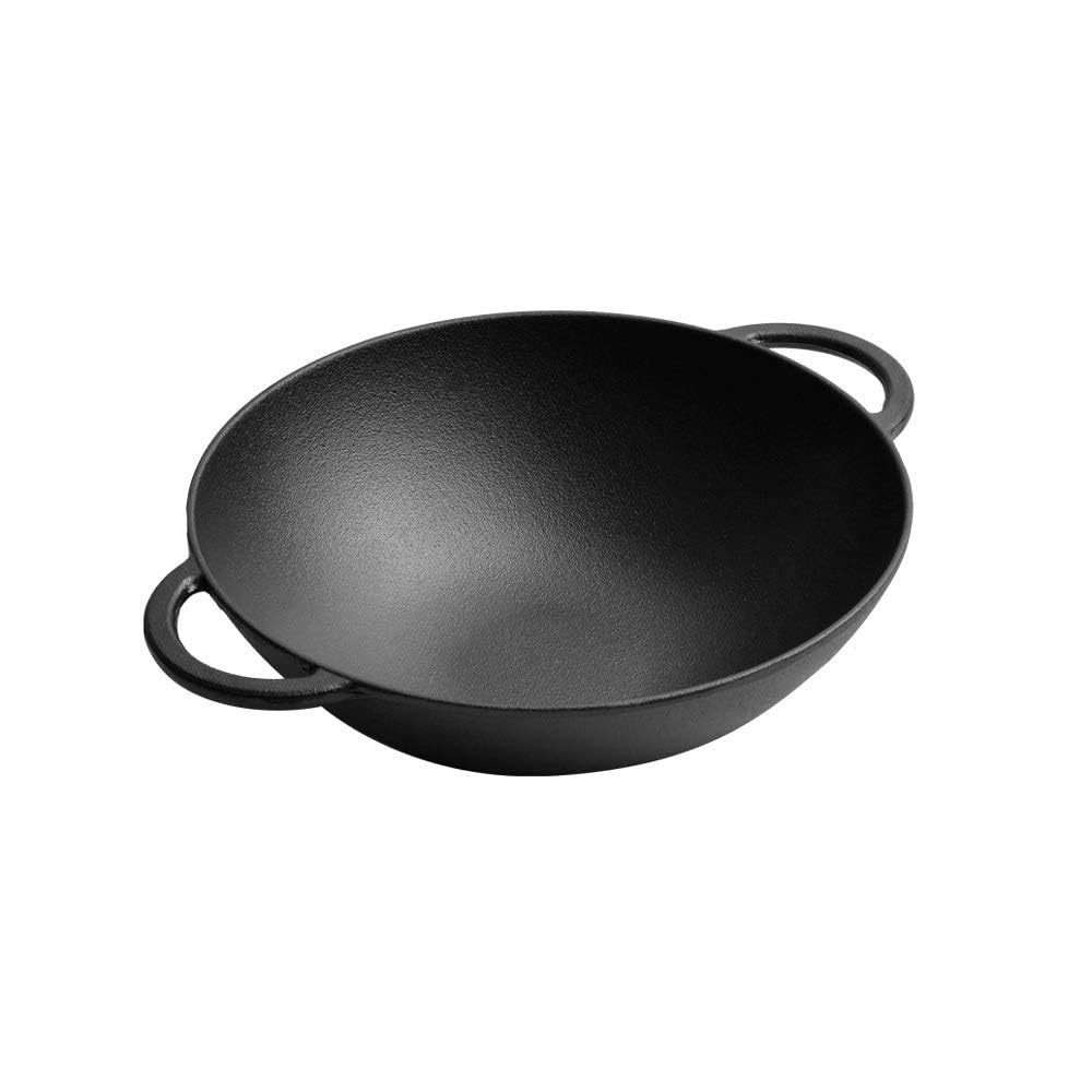 Gusseisen-Haushalts-Wok Mit Traditioneller Verdickung, Weniger Öliger Rauch, Unbeschichtete, Antihaftbeschichtete Pfanne, Glasdeckel, Küchenpfanne, Bratpfannen