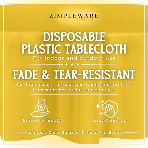 ZIMPLEWARE Premium Plastic Table Cloth Disposable Round 84in. 12 Pack by ZIMPLEWARE - Used condition - Image 2