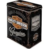 Nostalgic-Art Retro Vorratsdose L, 3 l, Harley-Davidson Genuine Logo – Geschenk-Idee für Biker, Große Kaffee-Dose aus Blech, Vintage Design
