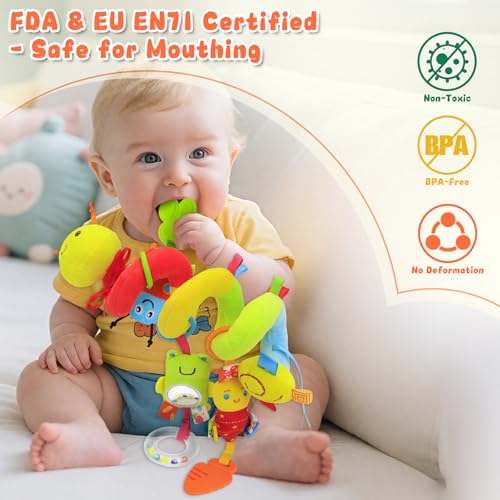 Image of Spiral Car Seat Hanging Toys for Infants, 0-6 Months