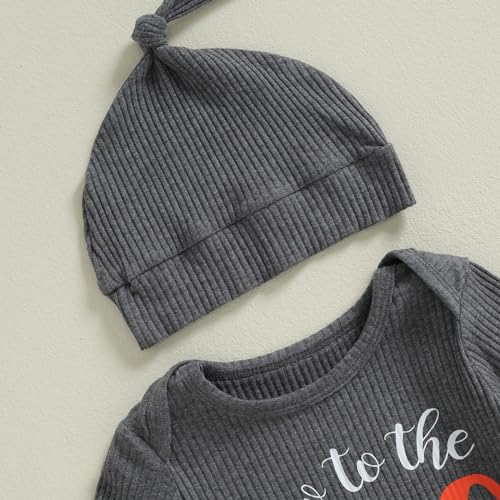 GOOCHEER Newborn Baby Boy Girl Halloween Coming Home Outfit Little Pumpkin Knit Long Sleeve Romper Jumpsuit +Hat Fall Clothes3