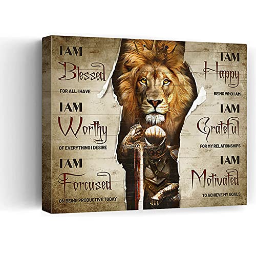 Jesus Bible Verse Wall Art Christian Cross Lion Motivational Wall Religion Jesus Inspirational Scripture Painting Artwork Living Room Bedroom Church Wall Decor Framed Ready To Hang 16X20 Inch #TOP9
