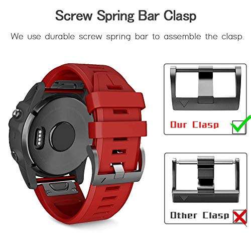 Image of NotoCity Compatible Fenix 5X Plus /7X BandsSport Silicone Replacement Watch Strap for Fenix 8 51mm /5X / 6X /Fenix 6X Pro / 3 /HR /Descent MK1 /D2 Delta PX /D2 Charlie(Red)