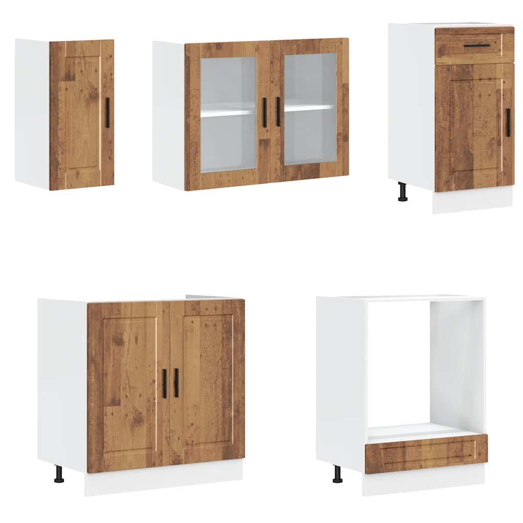 8-TLG Küchenschrank-Set Kalmar Modular Küchenzeile Altholz-Optik