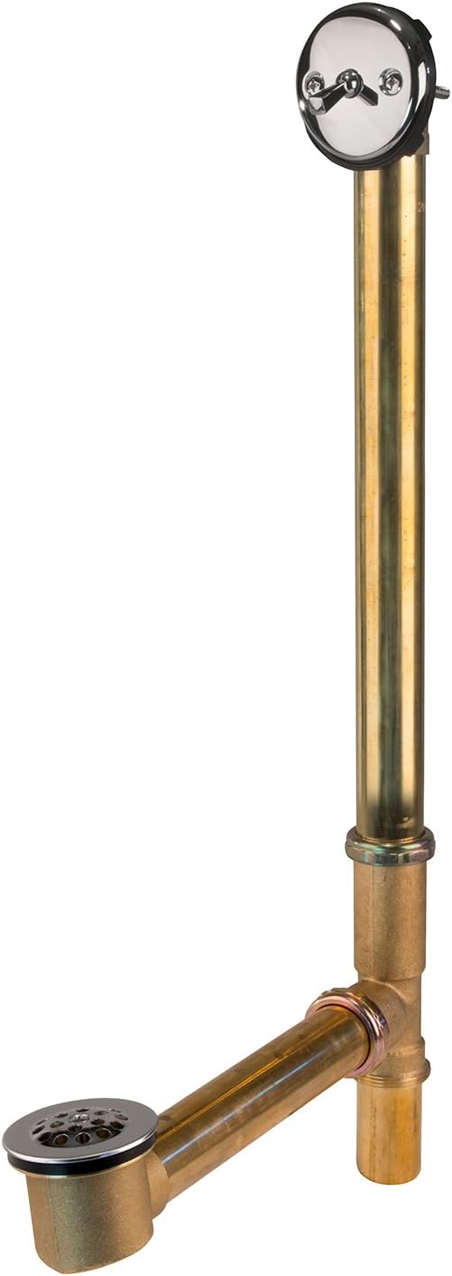 American Valve TD5XCRTL Bath Drain 1-1/2 inch Trip Lever, Extended Brass Trim for Deep Tubs, Chrome Hardware