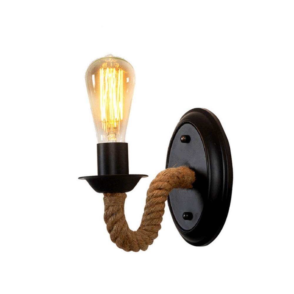 LDDENDP Wall Lamp Living Room Bedroom Bracket Lamp Bedside Lamp LED Retro Creative Bar Cafe Hotel Corridor Aisle Staircase Garden Iron Rope Light E27 Anti-corrosion and Anti-rust Single Head Wall Lamp