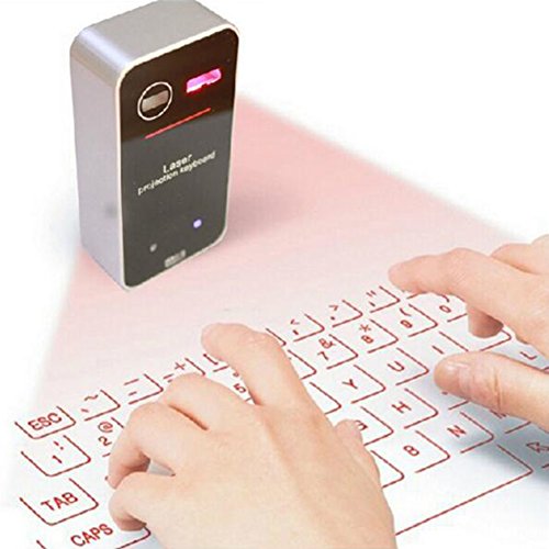 Highdas Wireless Laser Projection Bluetooth Virtual Keyboard With Mouse for Iphone Ipad Smartphone PC and Tablets Black A
