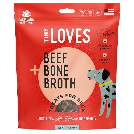 Farmland Traditions Tiny Loves Jerky Trainer Treats for Dogs w/Bone Broth (Beef, 5 oz.)