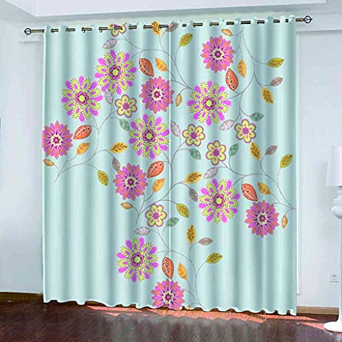 Rideaux occultants 3D fleurs isolant thermique phonique 140x160