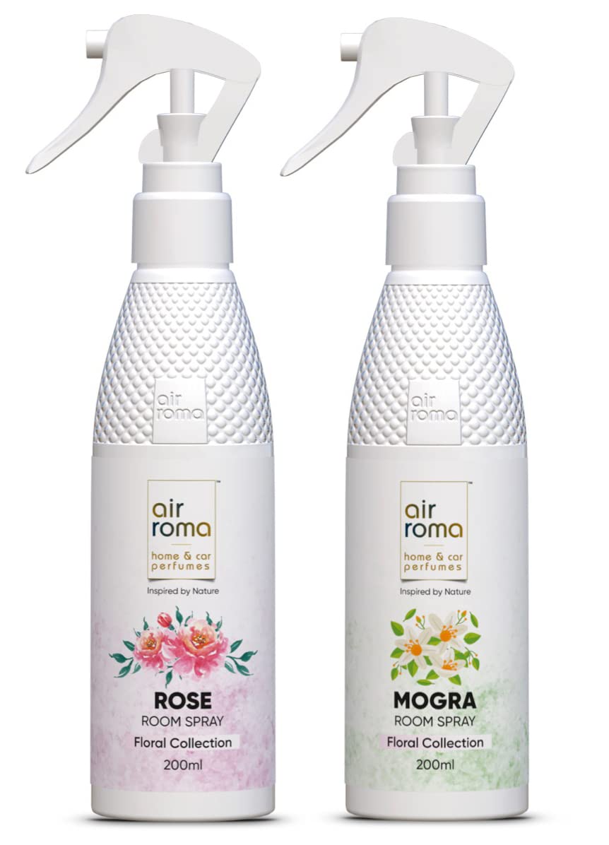 AIR-ROMA Combo of 2 Air Freshener Spray, Fragrance - Rose Original & Mogra Magic (400ml) | For Home Office, Bedroom, Drawing Room | No Chemicals, Artifical Fragrance (B078Y2NQB6) Amazon Price History, Amazon Price Tracker