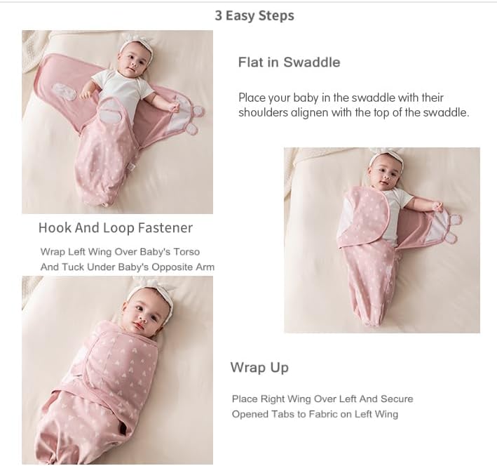 insular Baby Swaddle Wrap, Swaddle Blanket for Newborn and Infant, Adjustable Swaddling Set for Boy and Girl, Soft Cotton Baby Sleep Sack 3 Pack, Rainbow, Small(0-3 Month) - Image 5