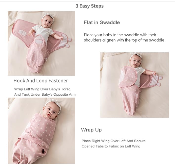 Image of insular Baby Swaddle Wrap, Swaddle Blanket for Newborn and Infant, Adjustable Swaddling Set for Boy and Girl, Soft Cotton Baby Sleep Sack 3 Pack, Seagull, Small(0-3 Month)