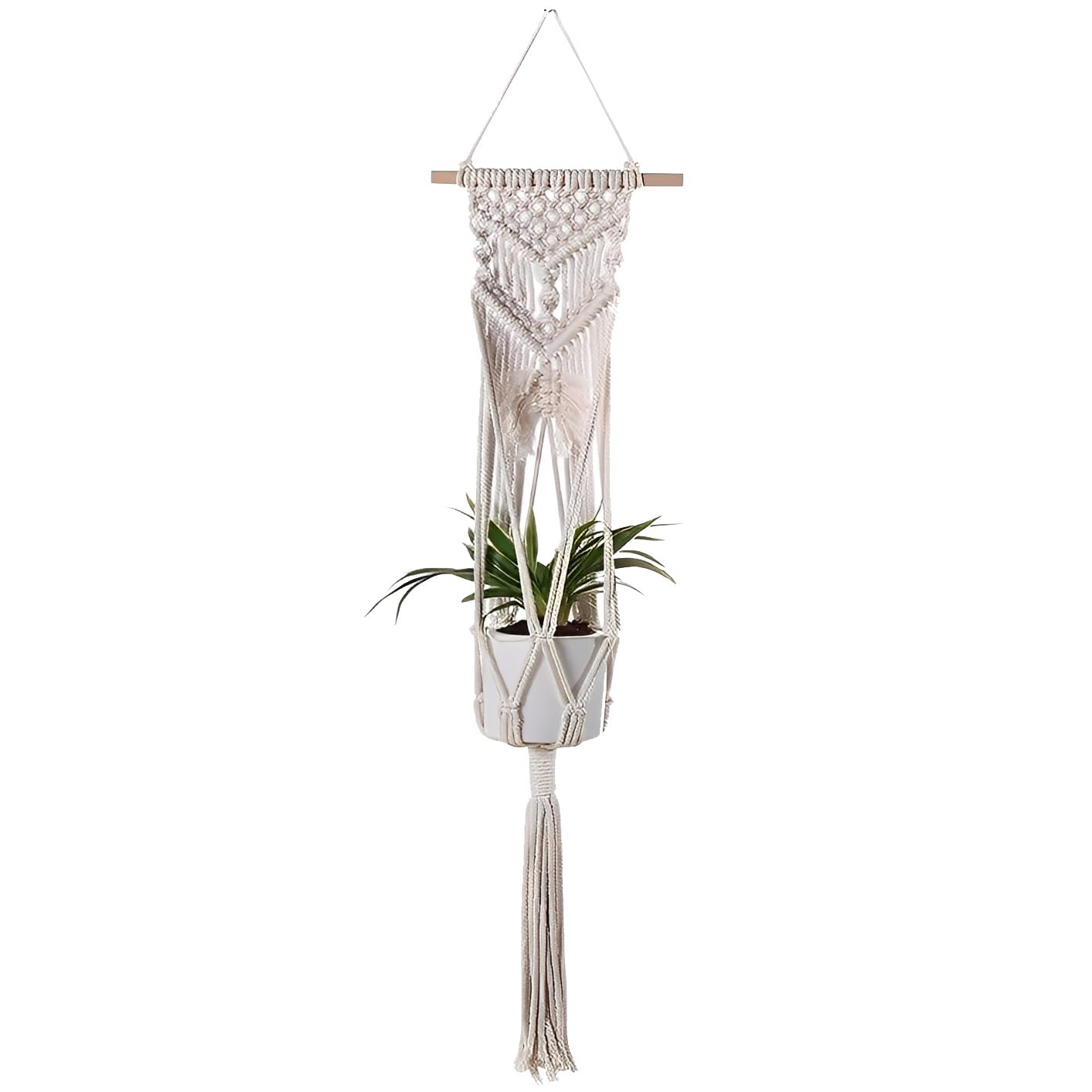 Lot de 2 suspensions pour plantes en macramé, 112 cm, pour intérieur et extérieur, kaki, décoration d'intérieur élégante pour plantes, accessoires de jardinage modernes