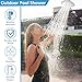 Portable Outdoor Shower Kit with Wooden Base – Backyard, Poolside & Patio Freestanding Shower for Garden or Pool Use