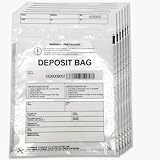 Daarcin Transparente Kunststoff-Pfandtaschen, 22,9 x 30,5 cm, manipulationssicher, Banktasche, Geldtransfer-Tasche mit Barcode und selbstklebendem Klebstoff, für Bargeld, Schecks, Kreditkarten, 500