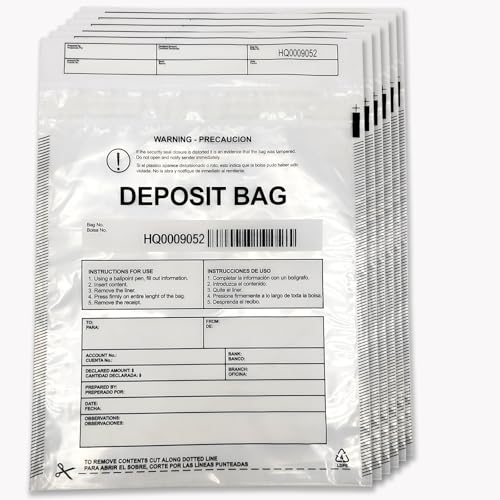 Daarcin Transparent Plastic Deposit Bags, 500pcs 9x12in Tamper Proof Bag Security Bank Pocket,Cash Transfer Bag with Barcode and Self Sealing Adhesive,Used for Cash,Checks,Credit Cards
